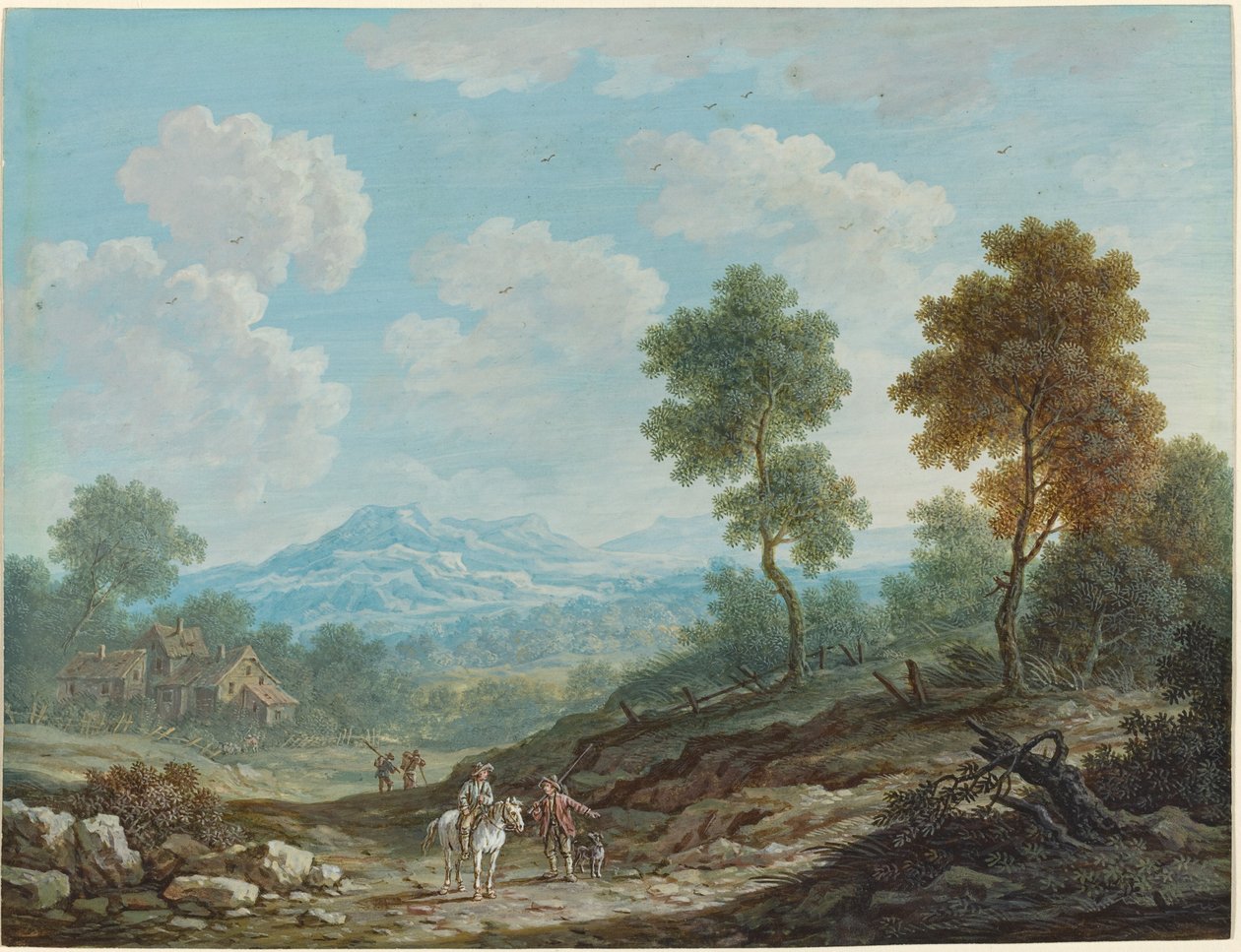 Reisende in einem breiten Tal, ca. 1750 von Johann Christoph Dietzsch