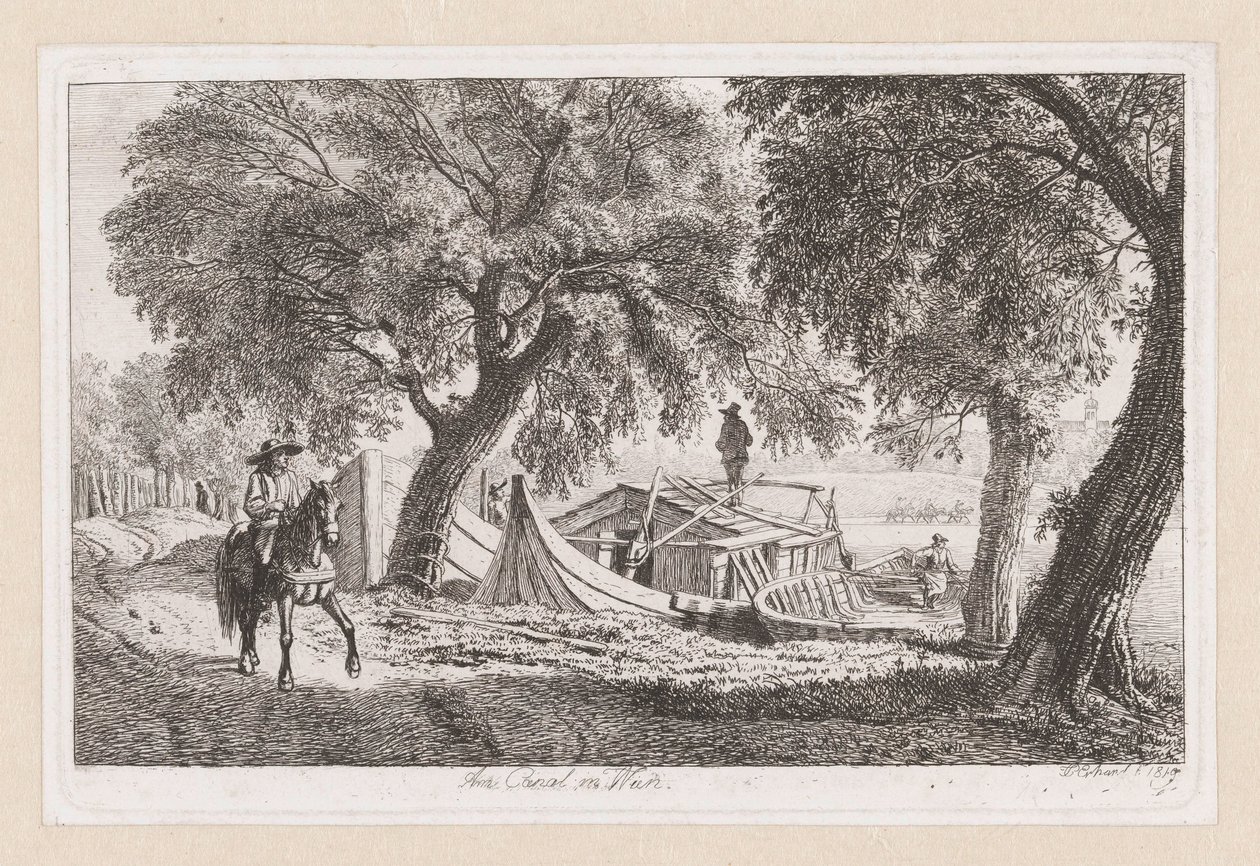 Boote an einem Kanal in Wien von Johann Christoph Erhard