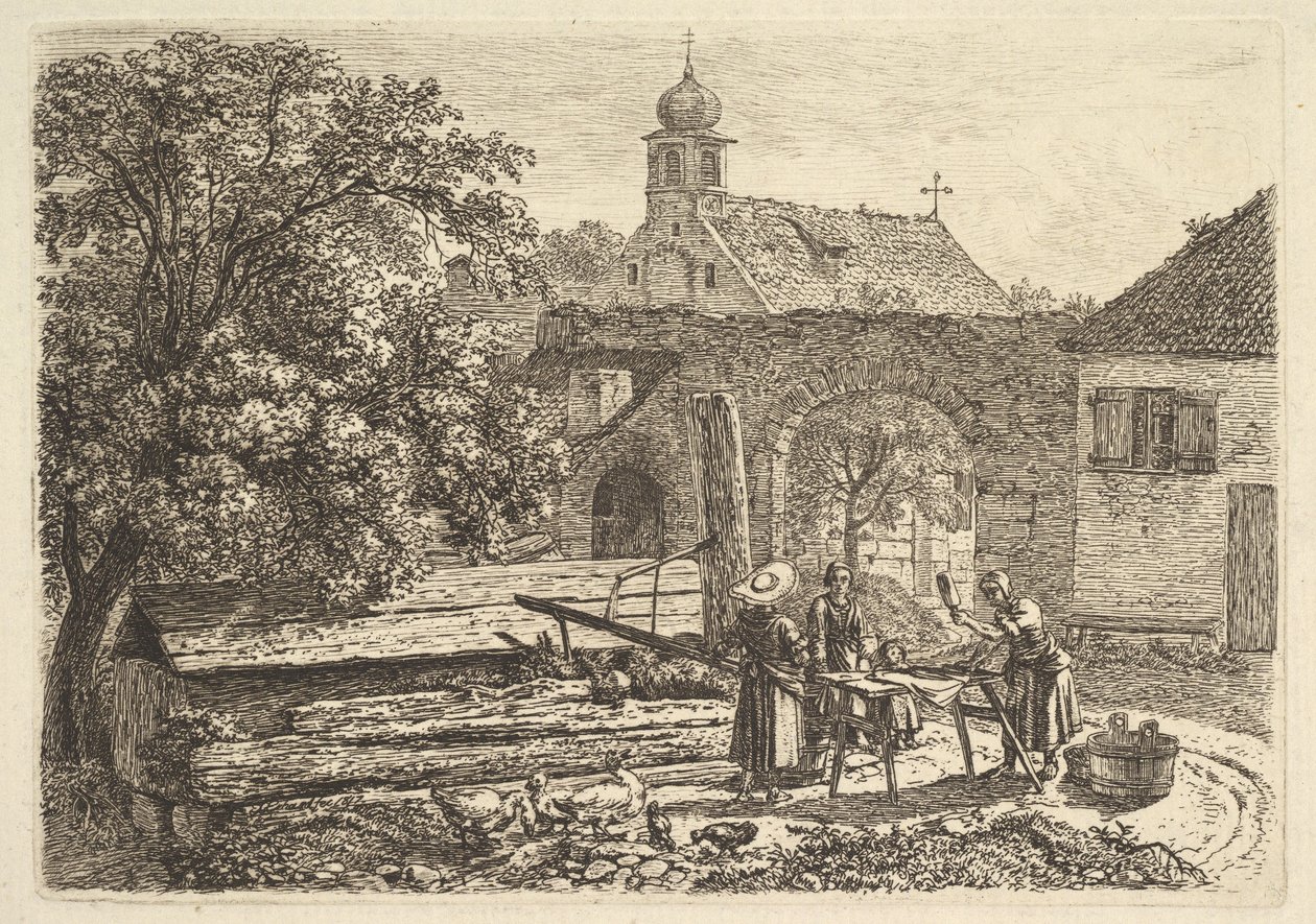 Wäscherin an einem artesischen Brunnen von Johann Christoph Erhard