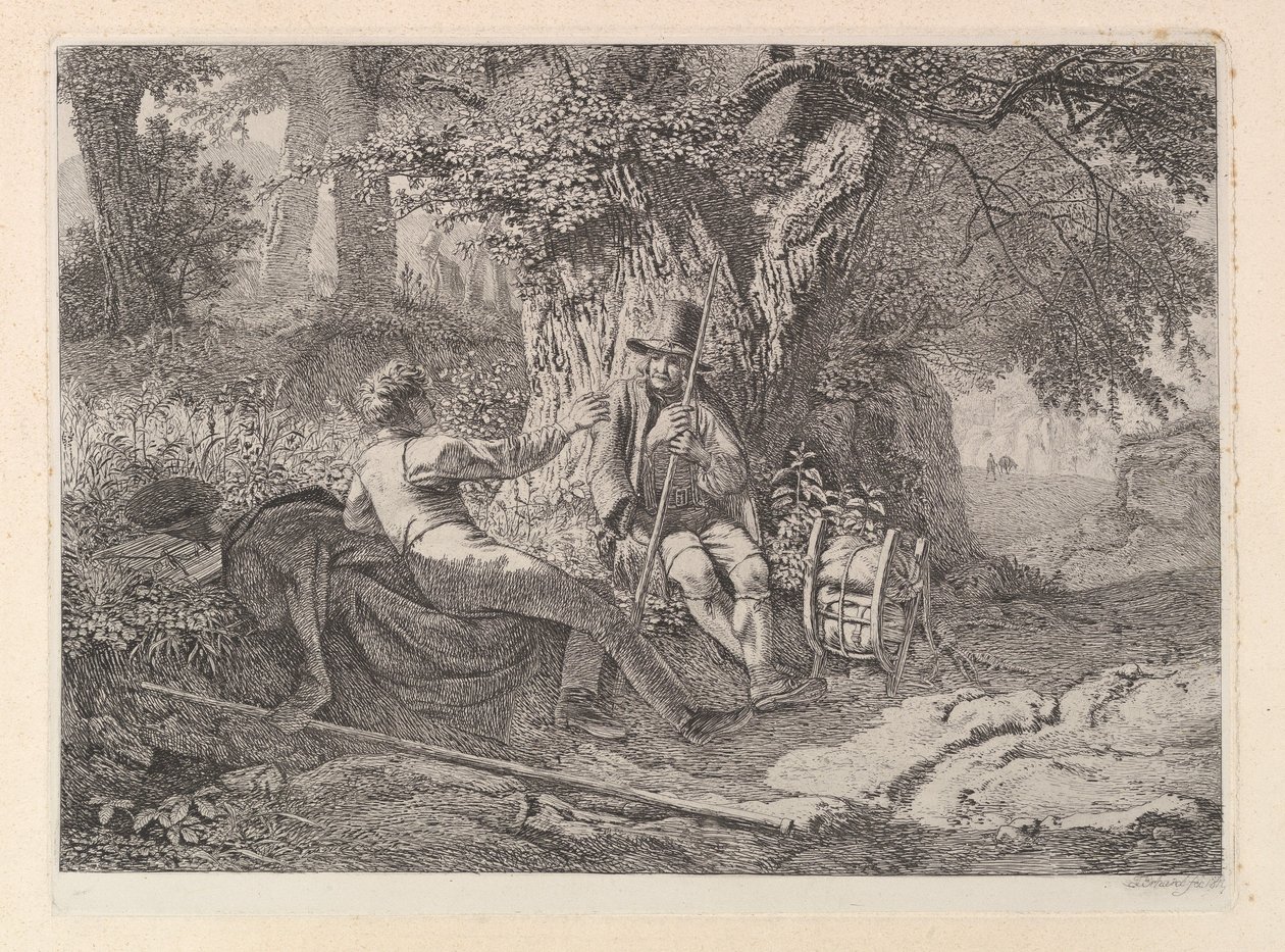 Der Künstler, ruhend mit seinem Führer von Johann Christoph Erhard