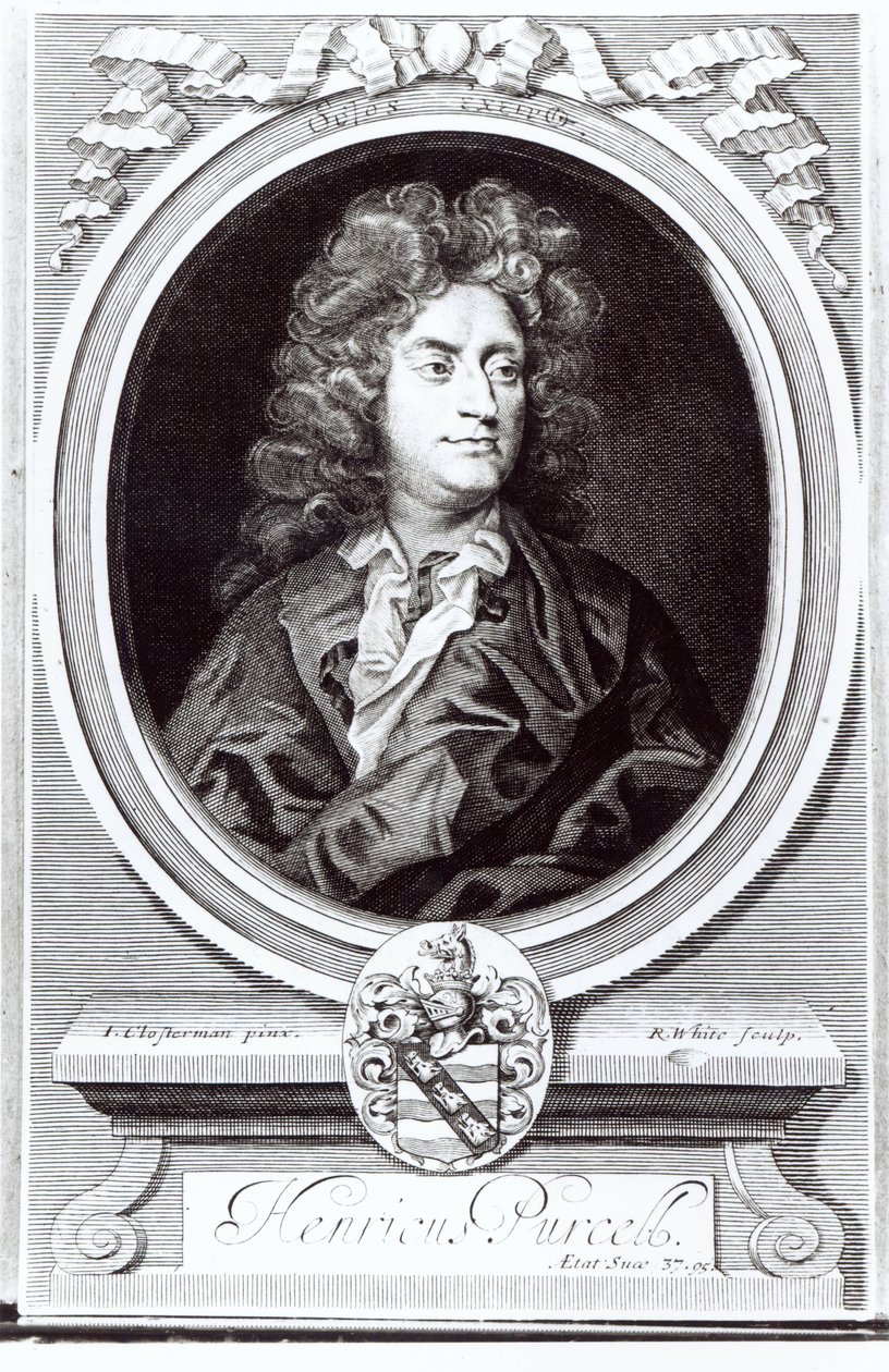 Porträt von Henry Purcell (1659-95), englischer Komponist, graviert von R. White, 1695 von Johann Closterman