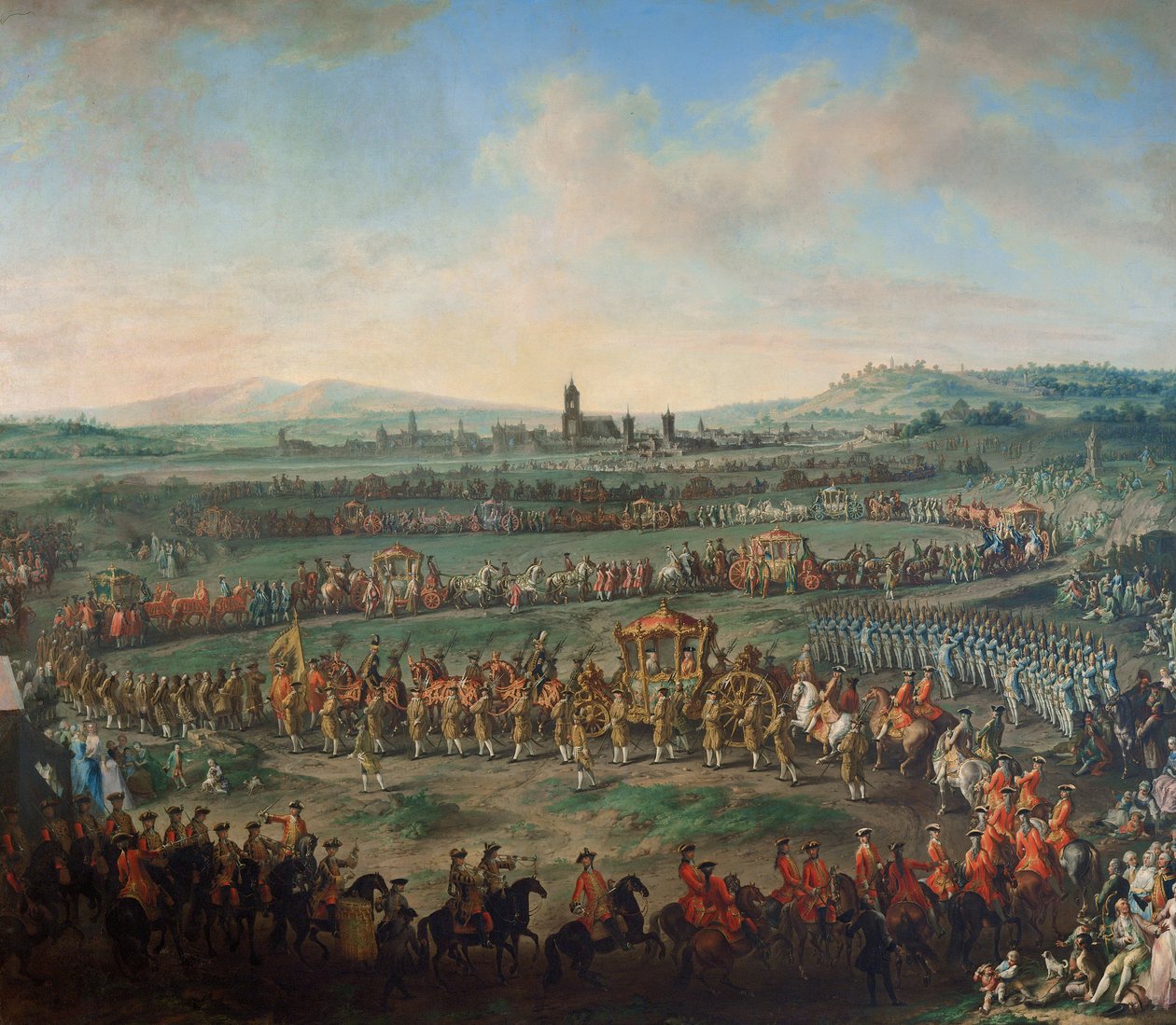 Einzug des Kaisers Franz I. Stephan und seines Sohnes Joseph (II.) in Frankfurt am 29. März 1764 von Johann Dallinger von Dalling