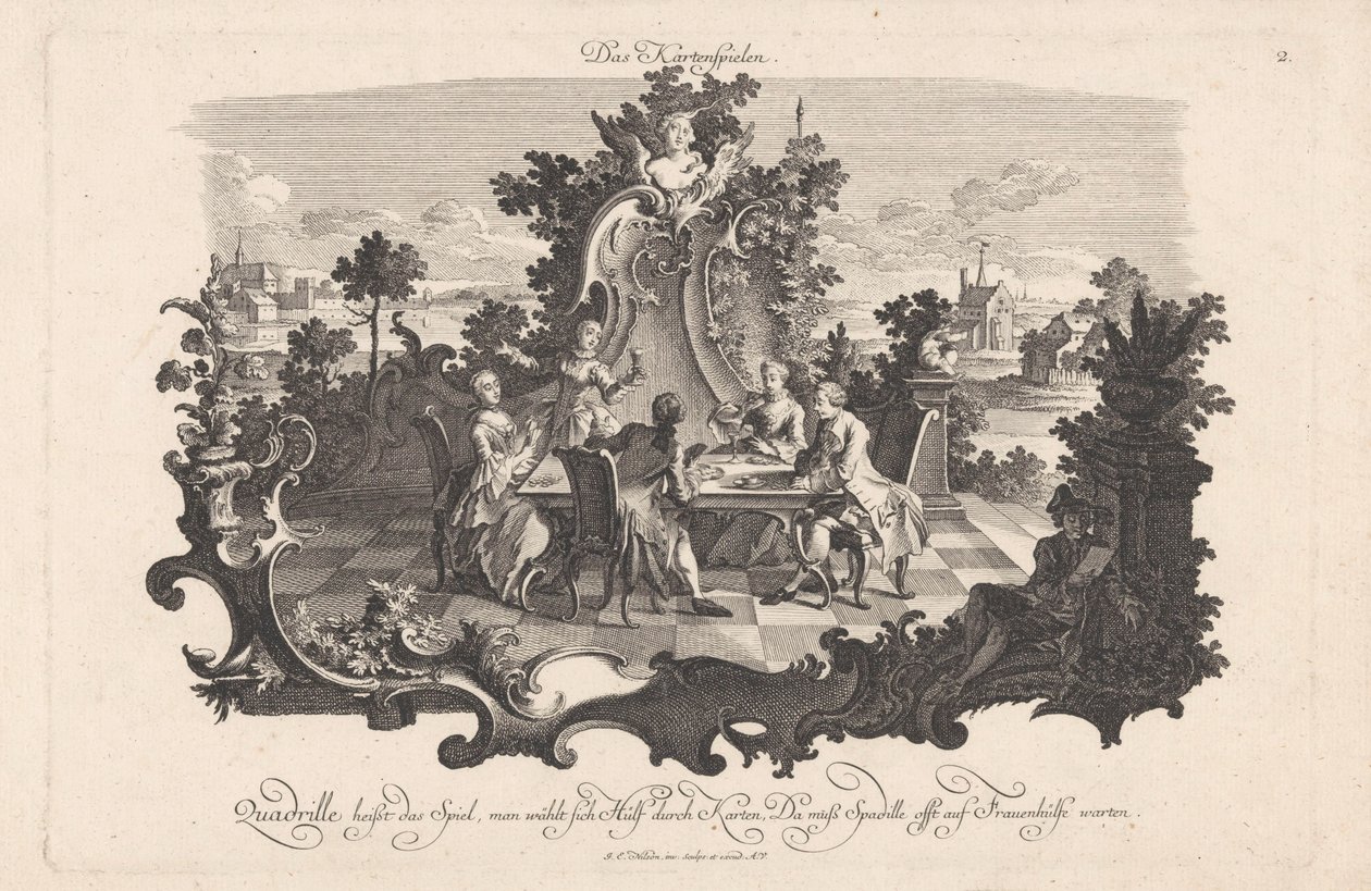 Kartenspiel Das Kartenspielen (Titel auf dem Objekt) Soziales Vergnügen (Serientitel) von Johann Esaias Nilson