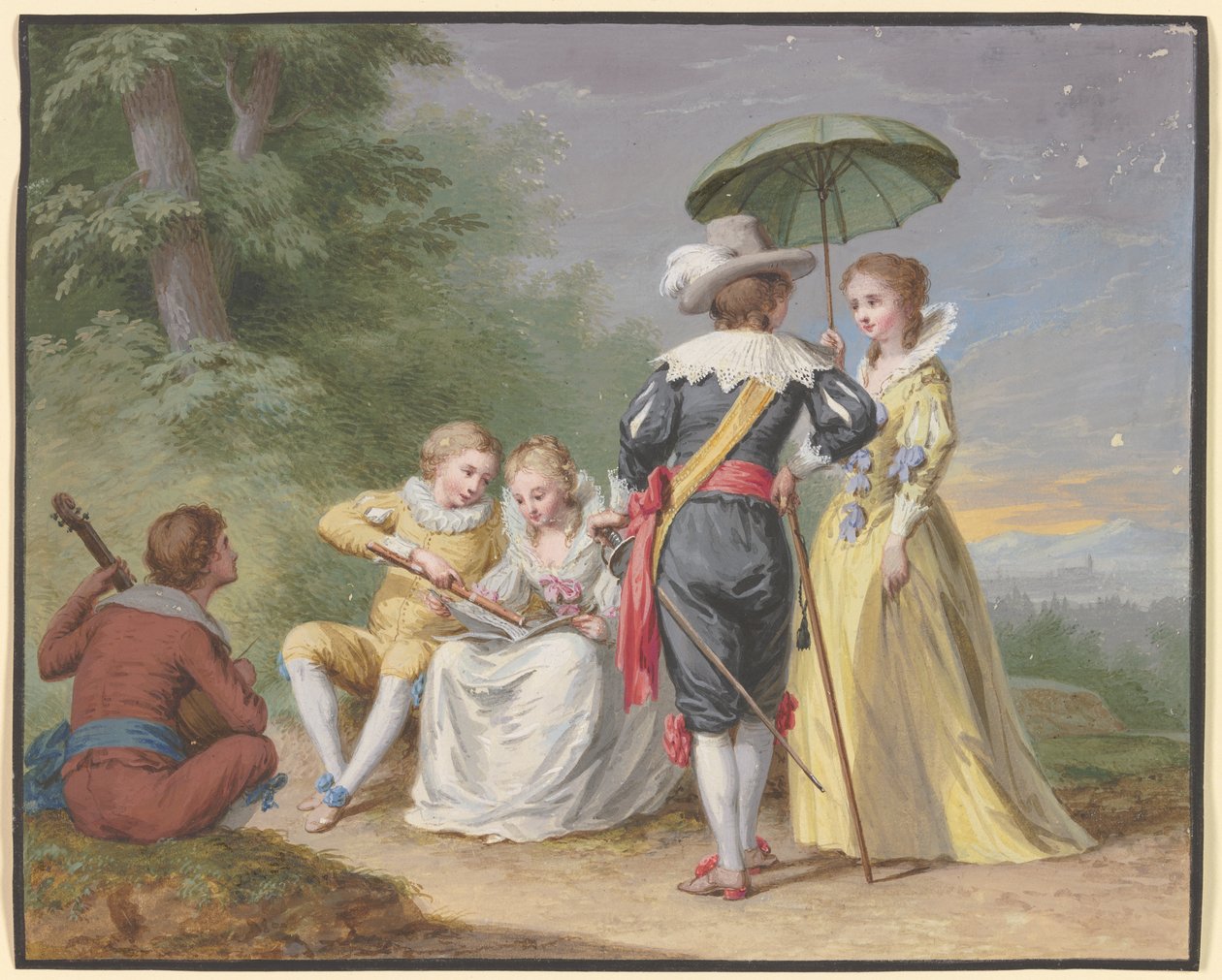 Musizierende Gesellschaft am Waldrand von Johann Friedrich August Tischbein