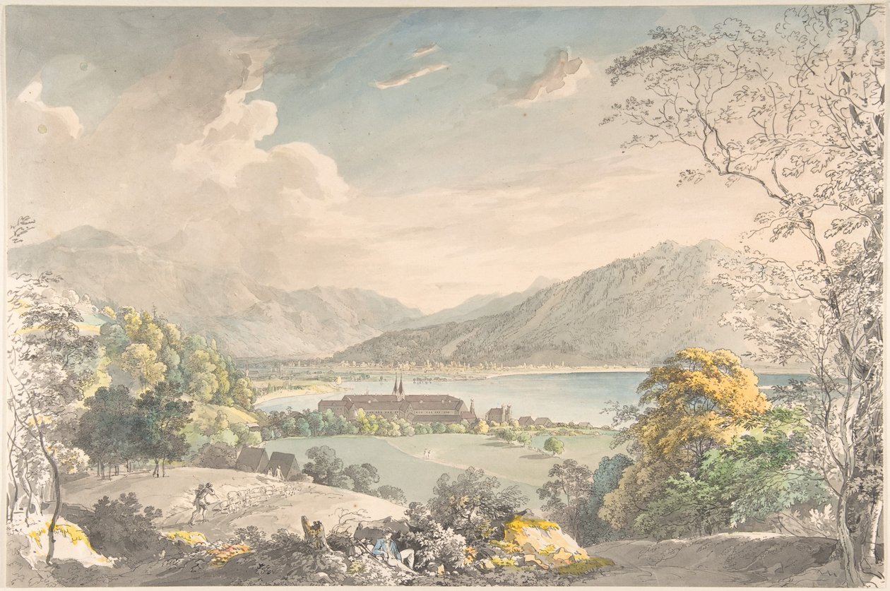 Ansicht des Klosters in Tegernsee von Nordosten gesehen von Johann Georg von Dillis