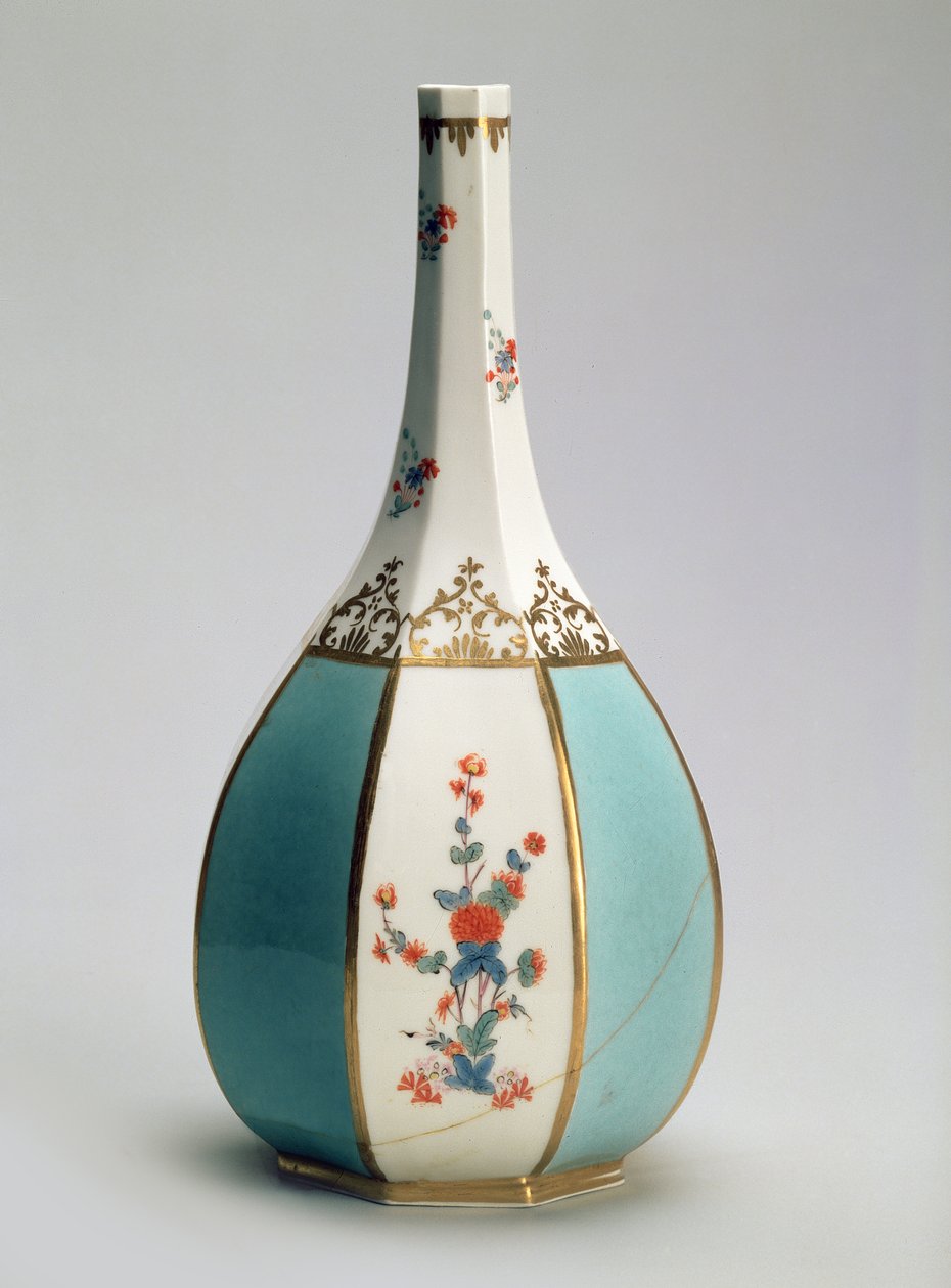 Flasche, in Form einer japanischen Sake-Flasche, für die Meissener Manufaktur, um 1725 von Johann Gregor Herold