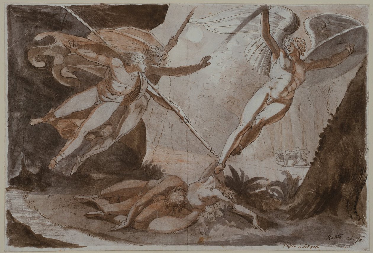 Satan, von Ithuriels Speer berührt von Johann Heinrich Füssli