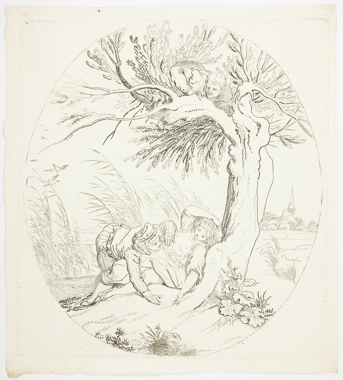 Unbeobachteter Mann, der Liebende ausspioniert von Johann Heinrich Ramberg