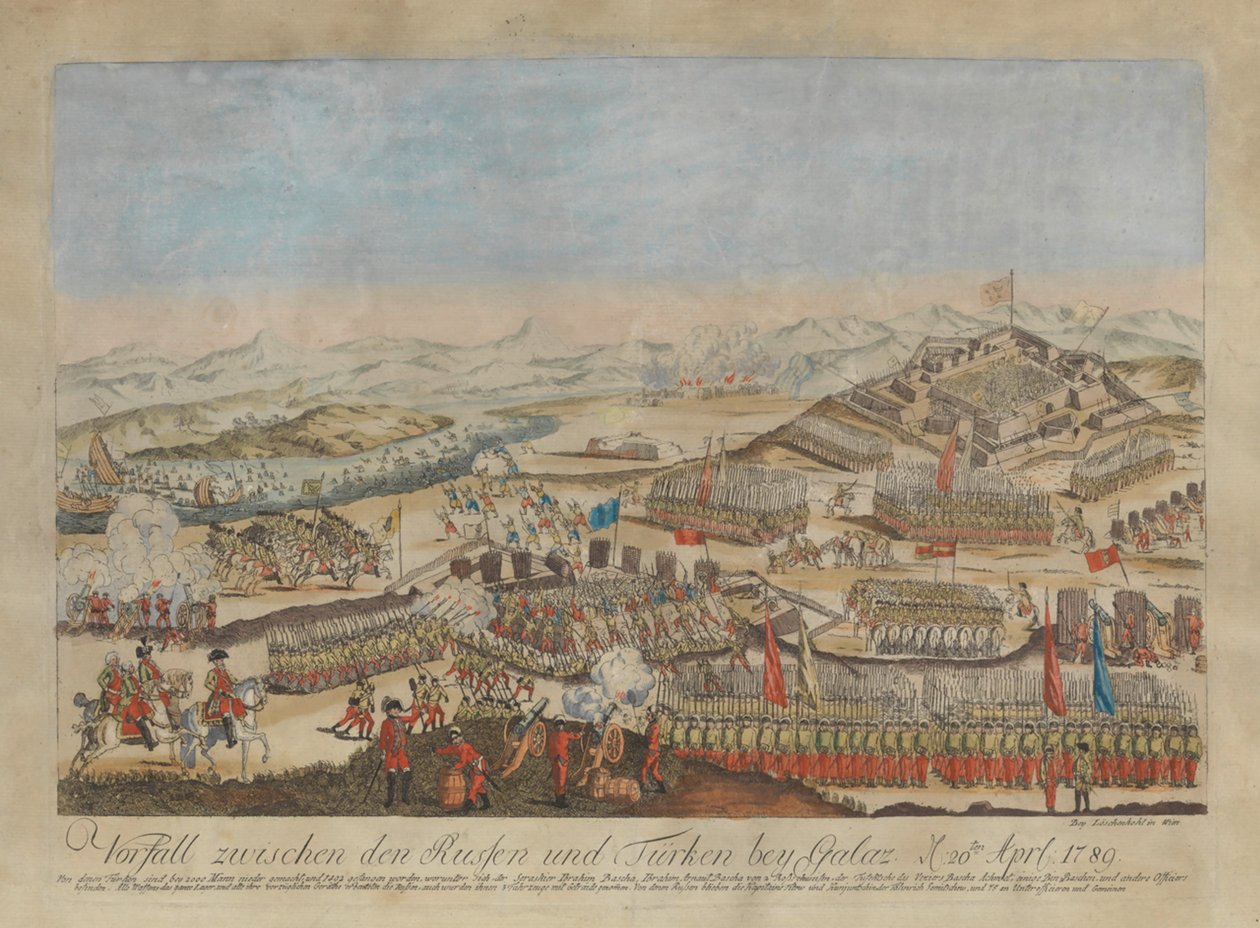 Zwischenfall zwischen den russischen und osmanischen Armeen bei Galati am 20. April 1789, 1789 von Johann Hieronymus Loeschenkohl