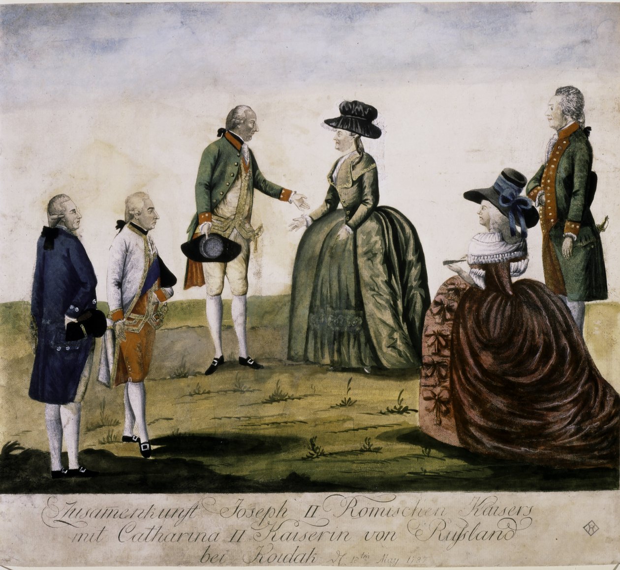 Treffen von Katharina II. und Joseph II. am Dnjepr von Johann Hieronymus Loeschenkohl