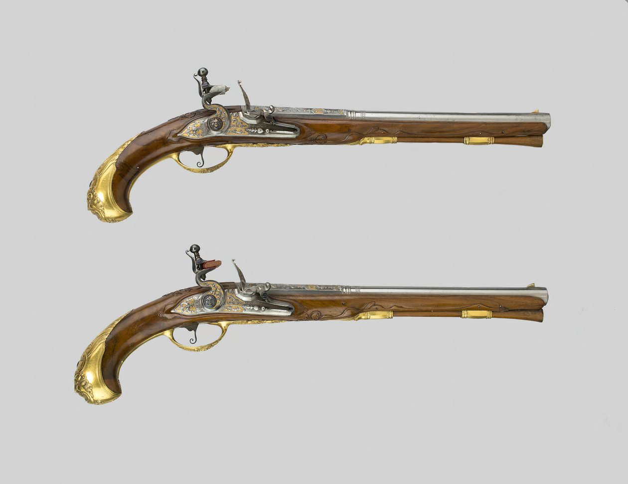 Paar Steinschlosspistolen, Deutschland, 1700-1730 von Johann Jacob Behr