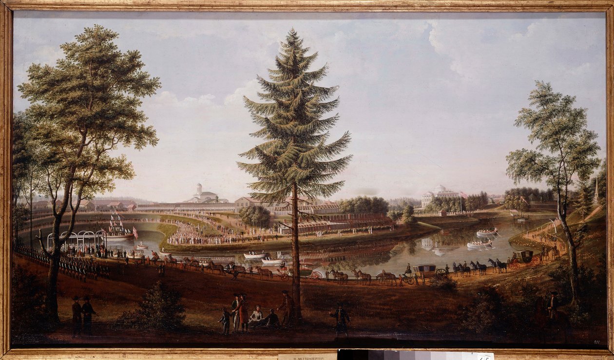 Fest im Pawlowsk-Palast, Sommerresidenz von Zar Paul I. Gemälde von Metterleir (1750-1825) 1790. Museum der Geschichte, Sankt Petersburg von Johann Jakob Mettenleiter