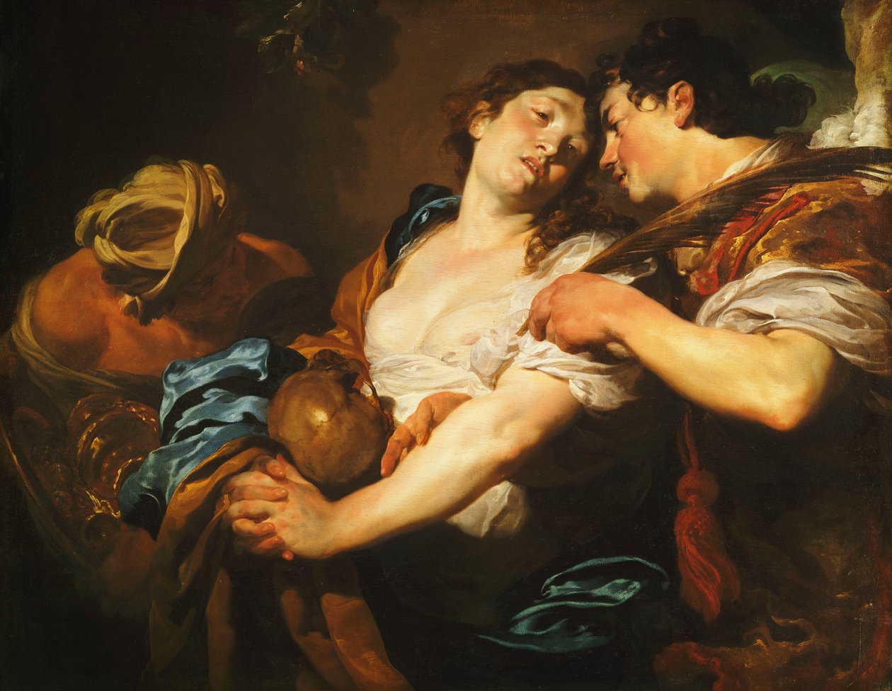 Ein reuiger Sünder wendet sich von der Versuchung ab und wird von einem Engel mit einer Palme der Erlösung belohnt von Johann Liss or Lis or von Lys