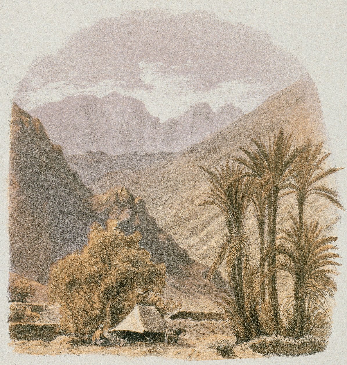Sinai. Radierung von Bernatz et alii - Steinkopk J.F. Editore von Johann Martin Bernatz