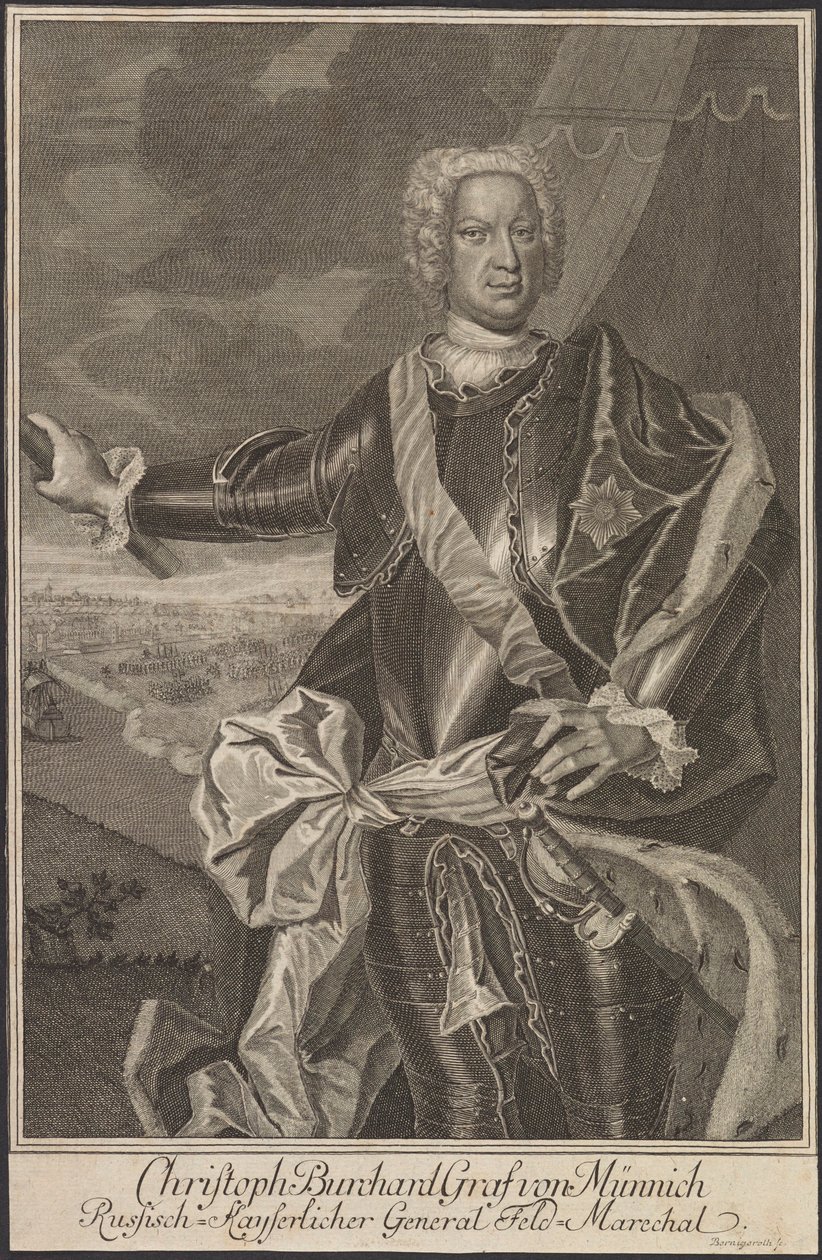 Porträt von Graf Burkhard Christoph von Münnich von Johann Martin Bernigeroth