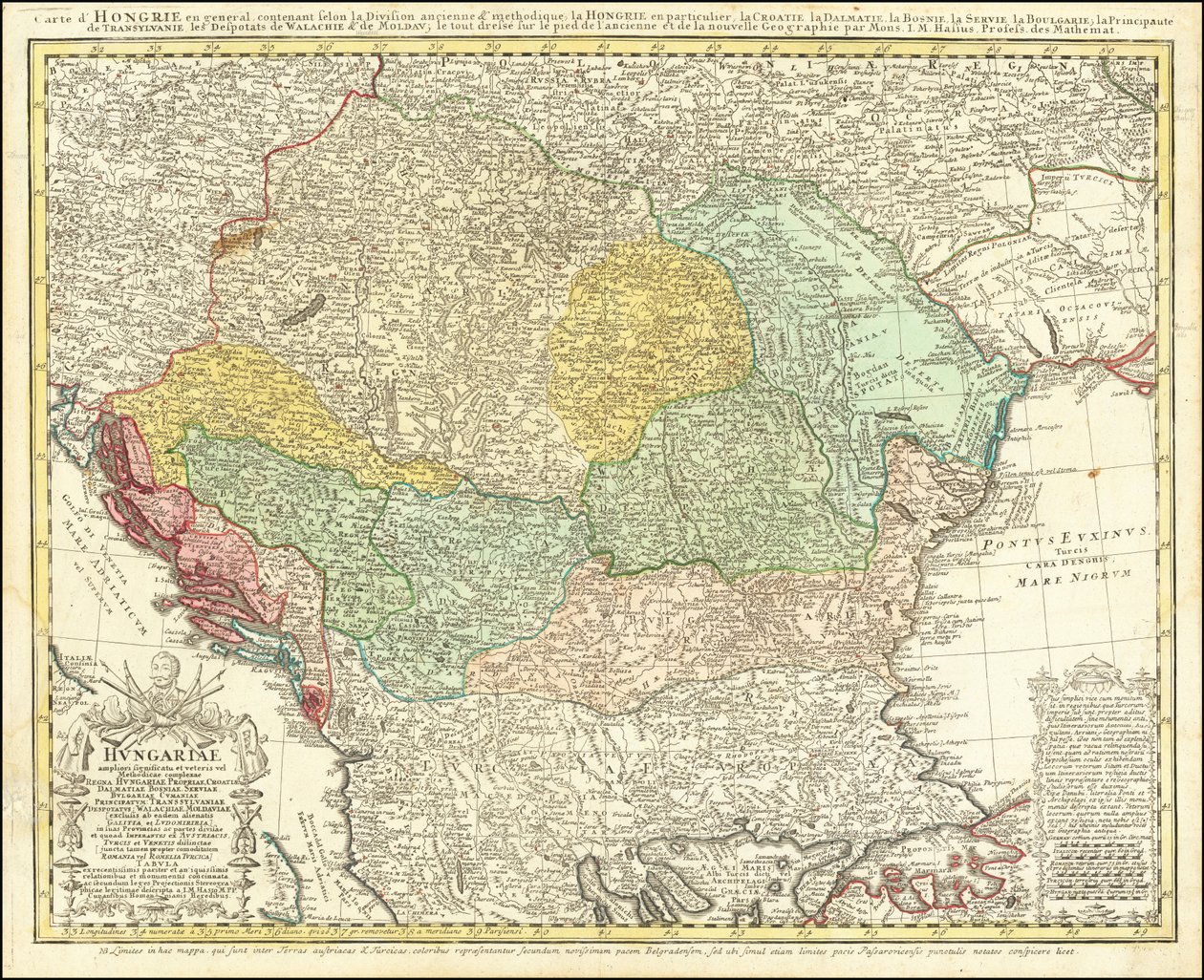 1744 Karte der Balkanhalbinsel, zentriert auf das Königreich Ungarn von Johann Matthias Hase von Johann Matthias Hase