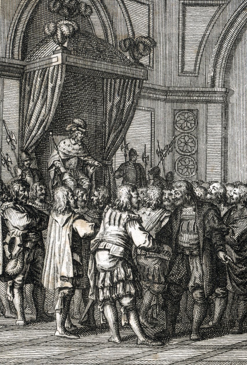 Darstellung von Wilhelm I. (oder Wilhelm II., Graf von Holland) (1227-1256) im Jahr 1255, Gravur von Johann Michael Mettenleiter (1765-1853), 1800, Privatsammlung von Johann Michael Mettenleiter