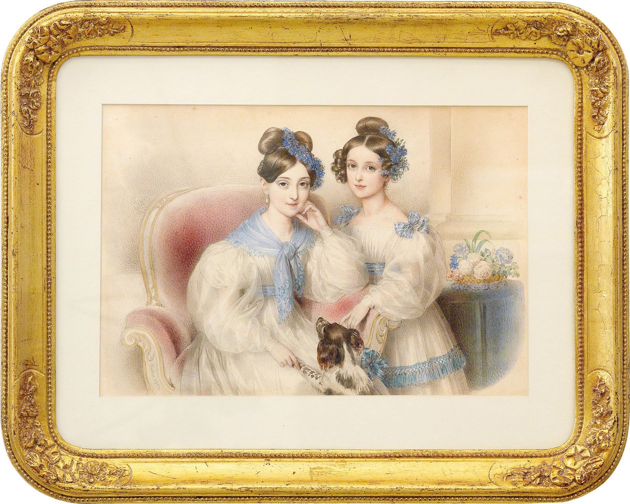 Doppelporträt der Erzherzoginnen Maria Theresia 1816-1867 und Maria Karoline 1825-1915, 1832 von Johann Nepomuk Ender