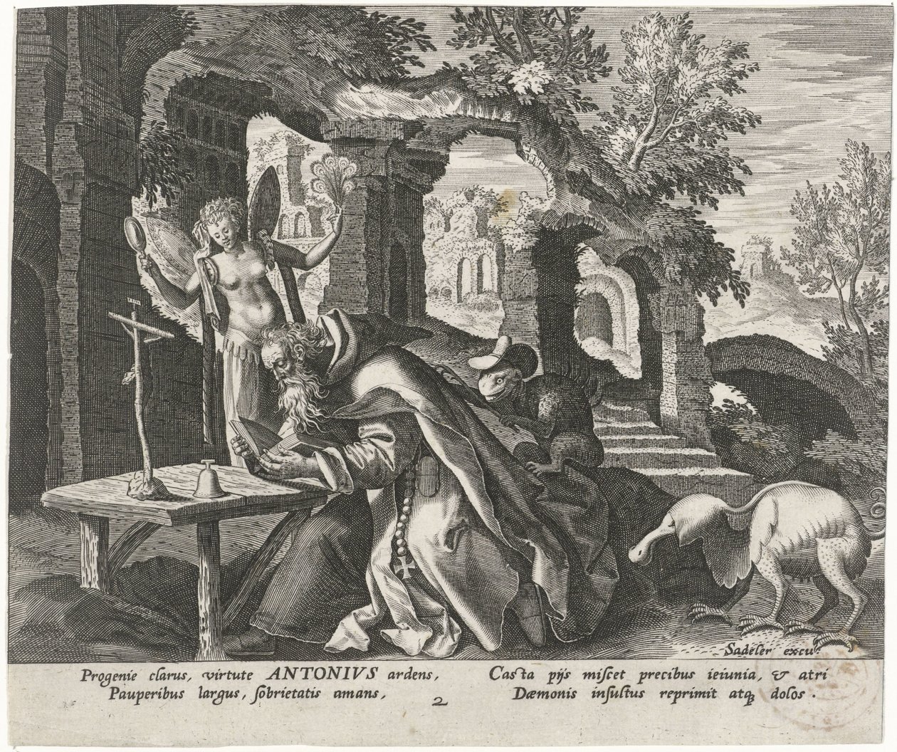 Antonius der Große als Einsiedler von Johann Sadeler (I)