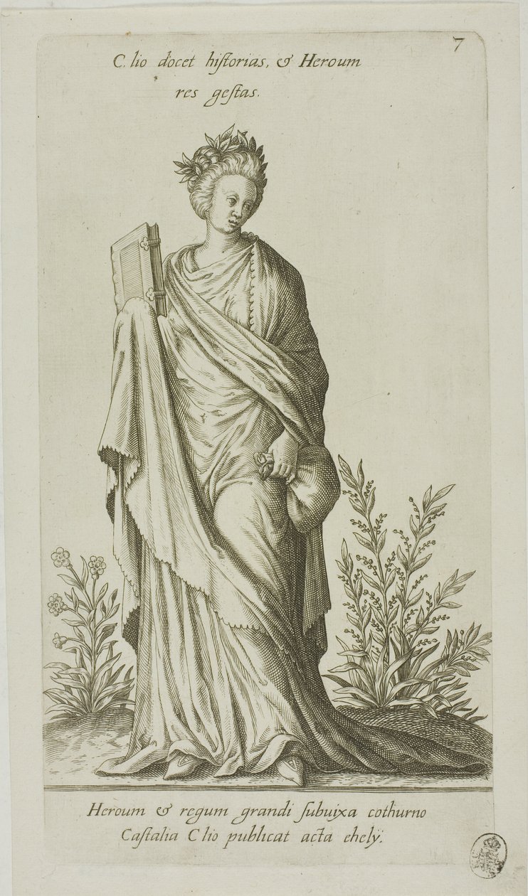 Clio, Muse der Geschichte, Platte 7 aus Parnassus Biceps von Johann Theodor de Bry