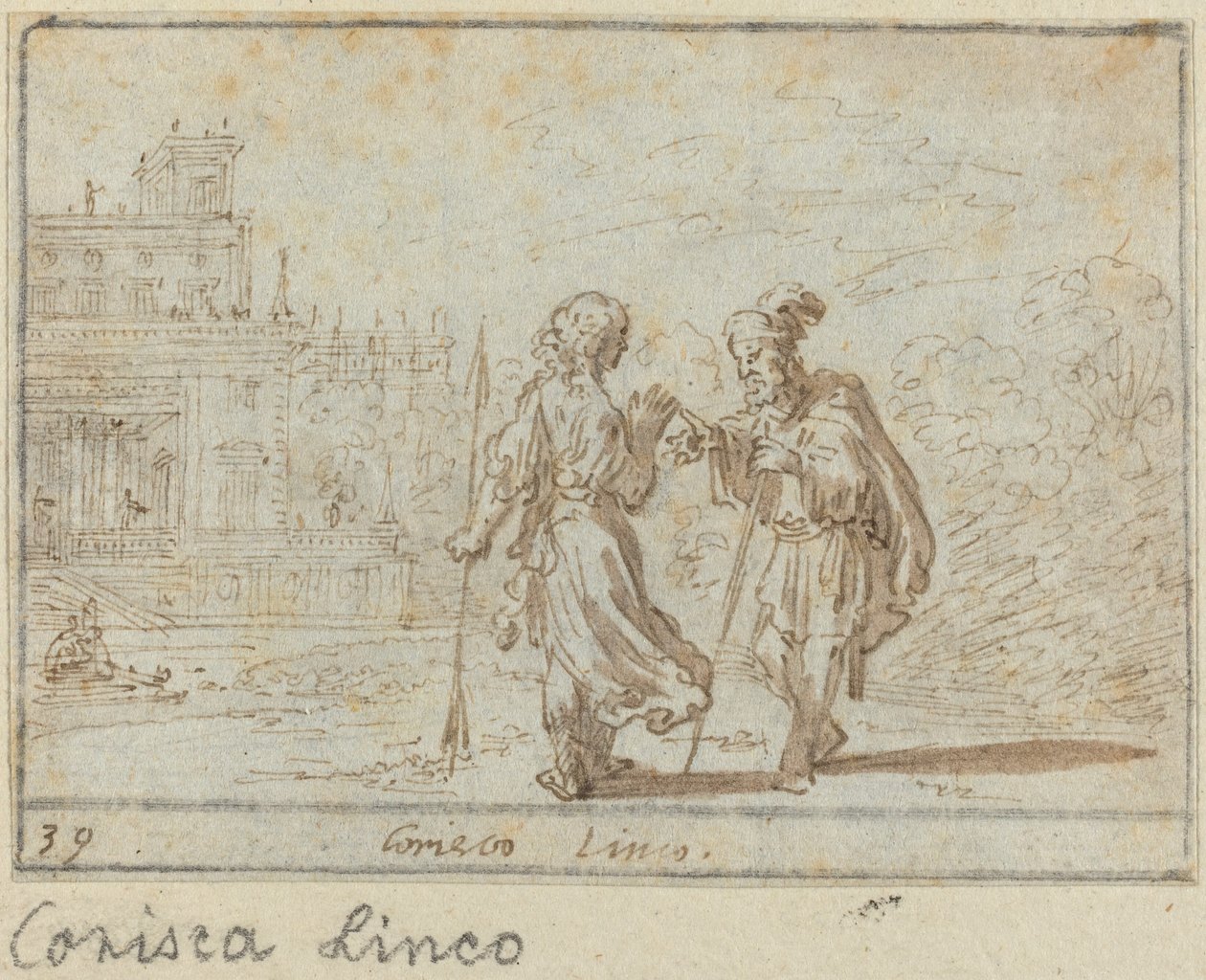 Corisca und Linco, 1640 von Johann Wilhelm Baur