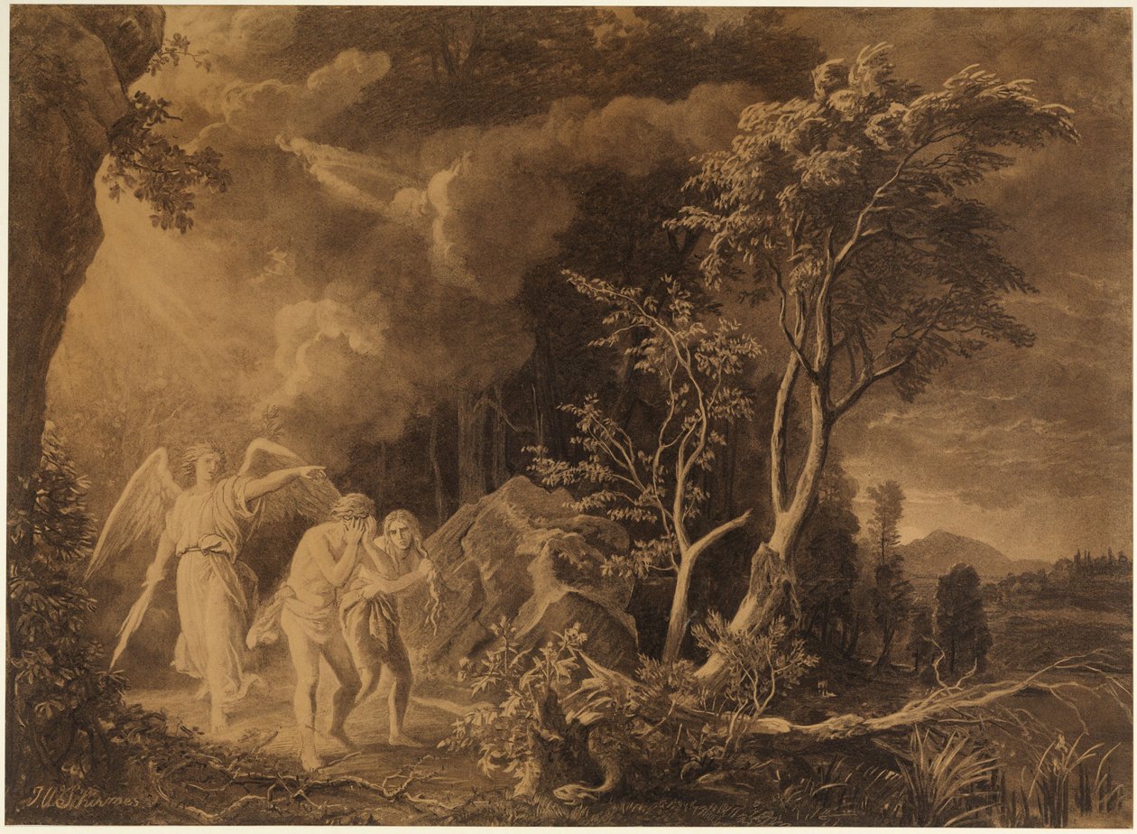 Die Vertreibung aus dem Paradies (1. Mose 3, 23-24) von Johann Wilhelm Schirmer