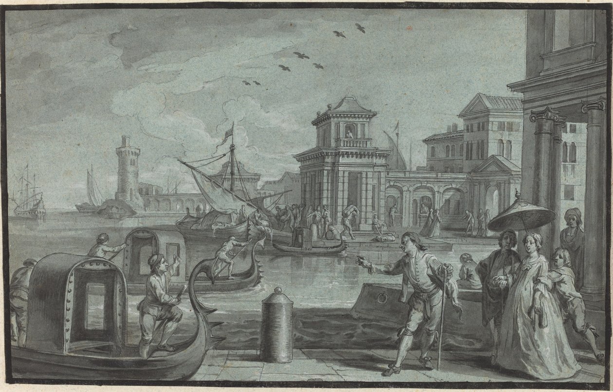 Venezianische Fantasie mit der Dogana von Johann Wolfgang Baumgartner