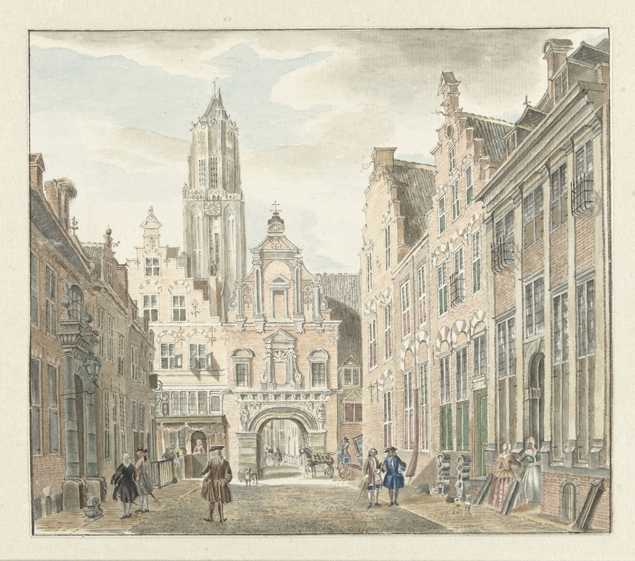 Nieuwstraat in Utrecht mit Blick auf den Domturm von Johanna de Bruyn