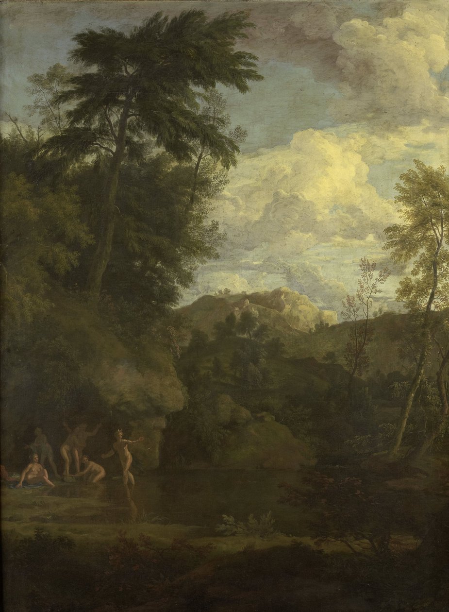 Arkadische Landschaft mit Diana beim Baden von Johannes (1646-c.1726) Glauber