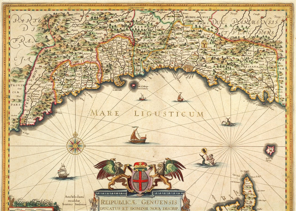Republik Genua, Karte von Jan Baptist Vrients, Kupferstich von Johannes Baptista Vrints