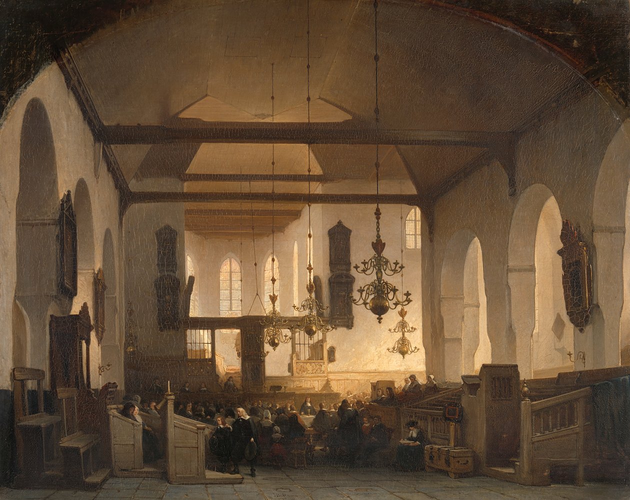 Innenraum der Geertekerk in Utrecht mit der Feier des Heiligen Abendmahls von Johannes Bosboom