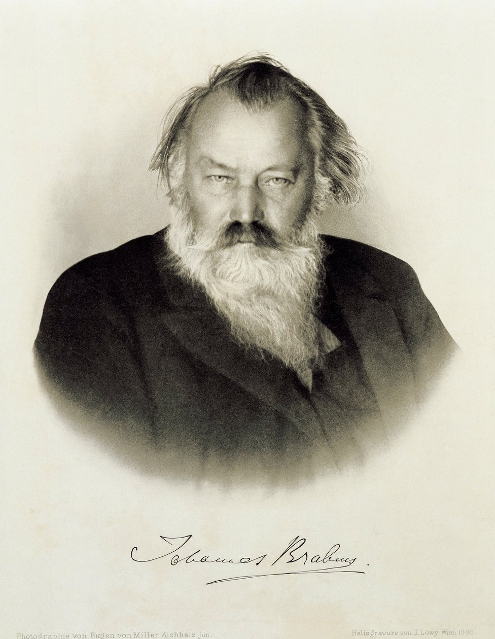 Porträt des deutschen Komponisten, Pianisten und Dirigenten Johannes Brahms (Stich) von Johannes Brahms