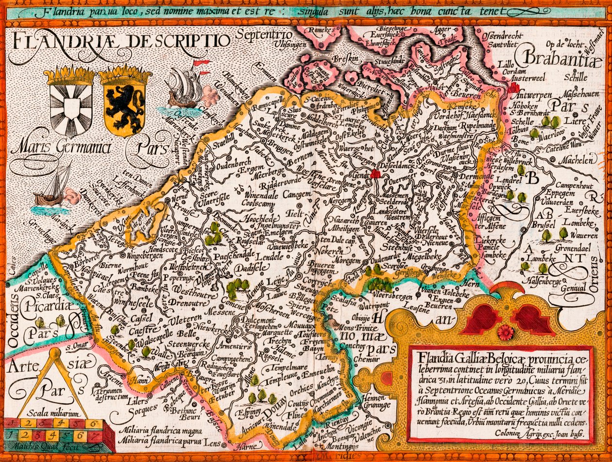 Karte von Flandern, nach Kartograph Matthias Quad aus seinem 