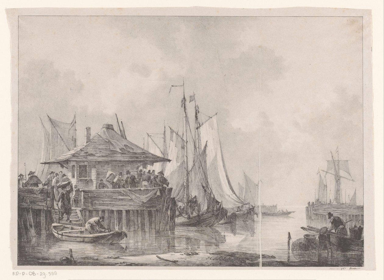 Trubel in einem Hafen von Johannes Christiaan Schotel