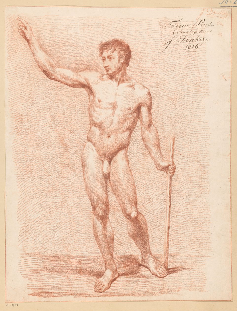 Stehender männlicher Akt, von vorne gesehen (2. Preis 1816) von Johannes Donker