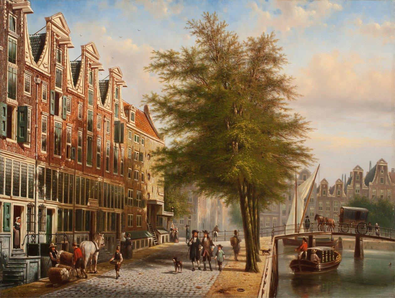 Blick auf die Leidsegracht und Herengracht, Amsterdam von Johannes Franciscus Spohler