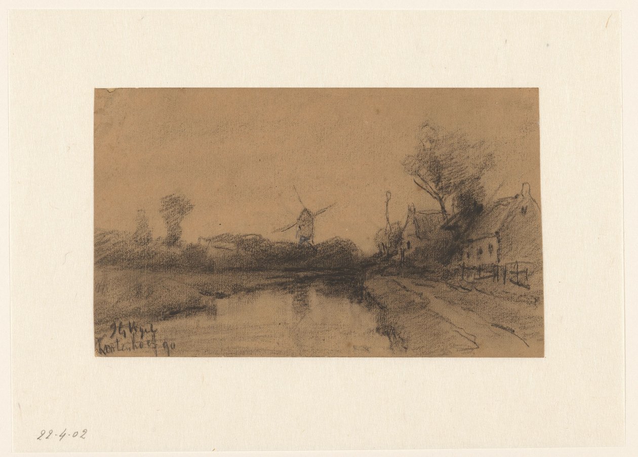 Mühle am Wasser bei Kortenhoef von Johannes Gijsbert Vogel
