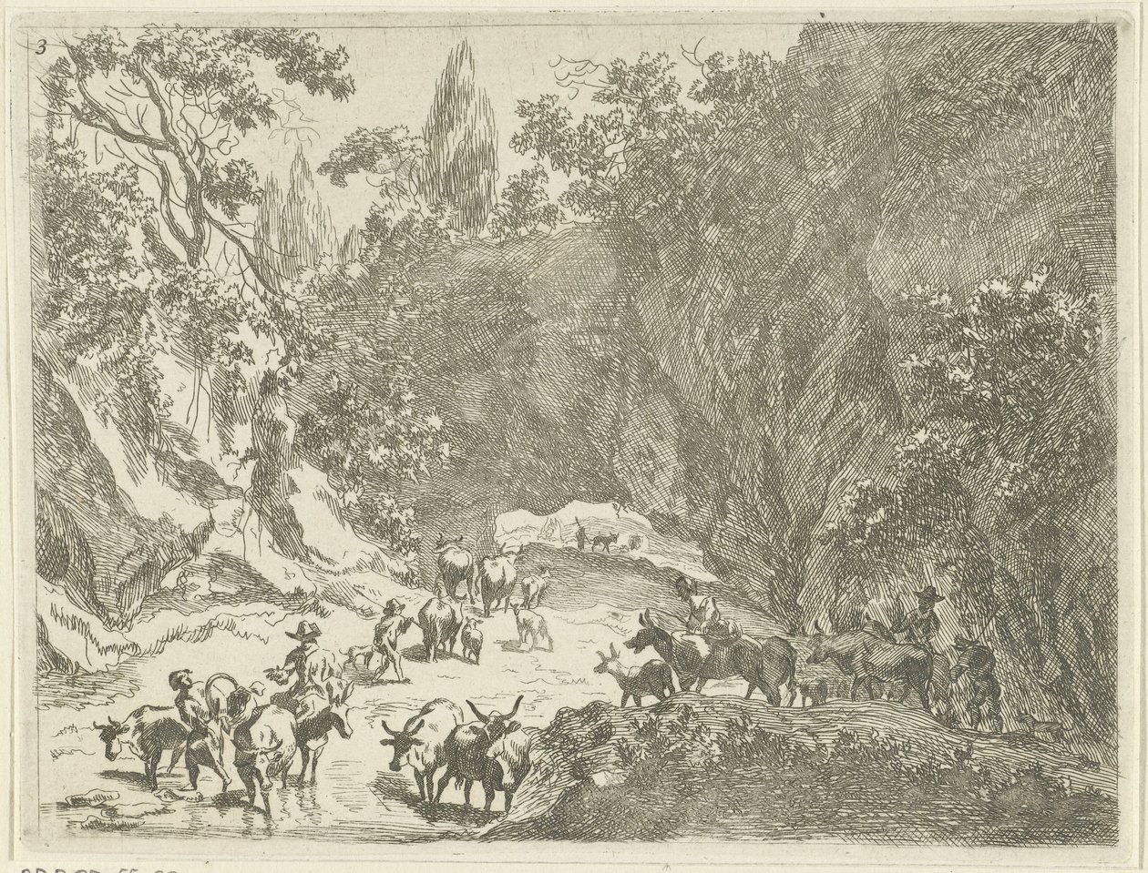 Berglandschaft mit Hirten und Vieh von Johannes Gronsveld