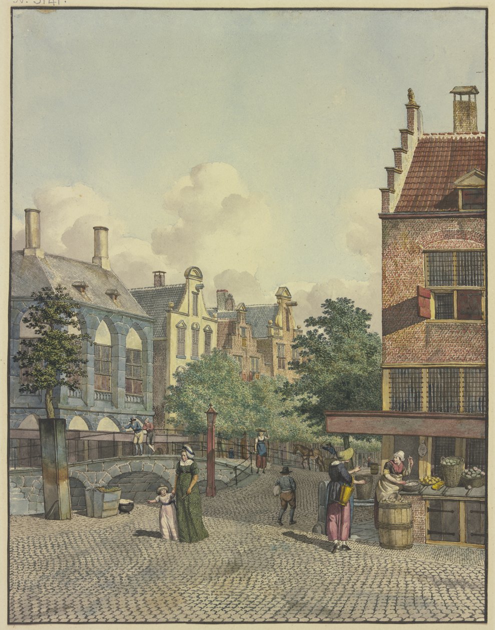Steinerne Brücke, rechts ein Kaufladen von Johannes Huibert Prins