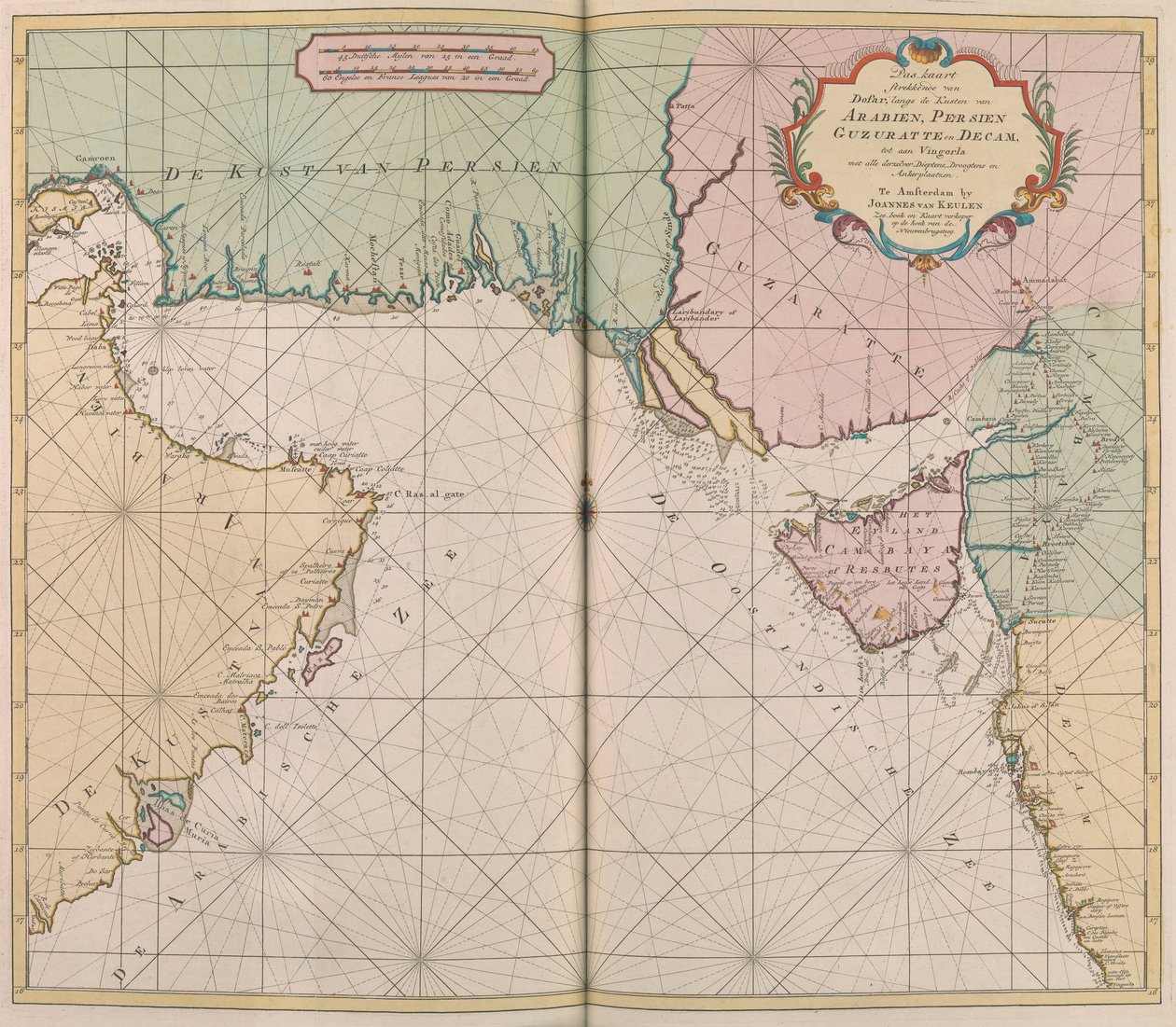 Karte von Arabien, Persien, Gijarat und Decca von Johannes II Van Keulen