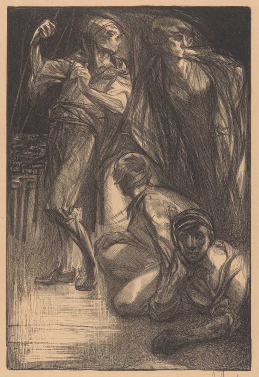 Der Tod mit zwei Männern und einer Frau von Johannes Josephus Aarts (signed by artist)