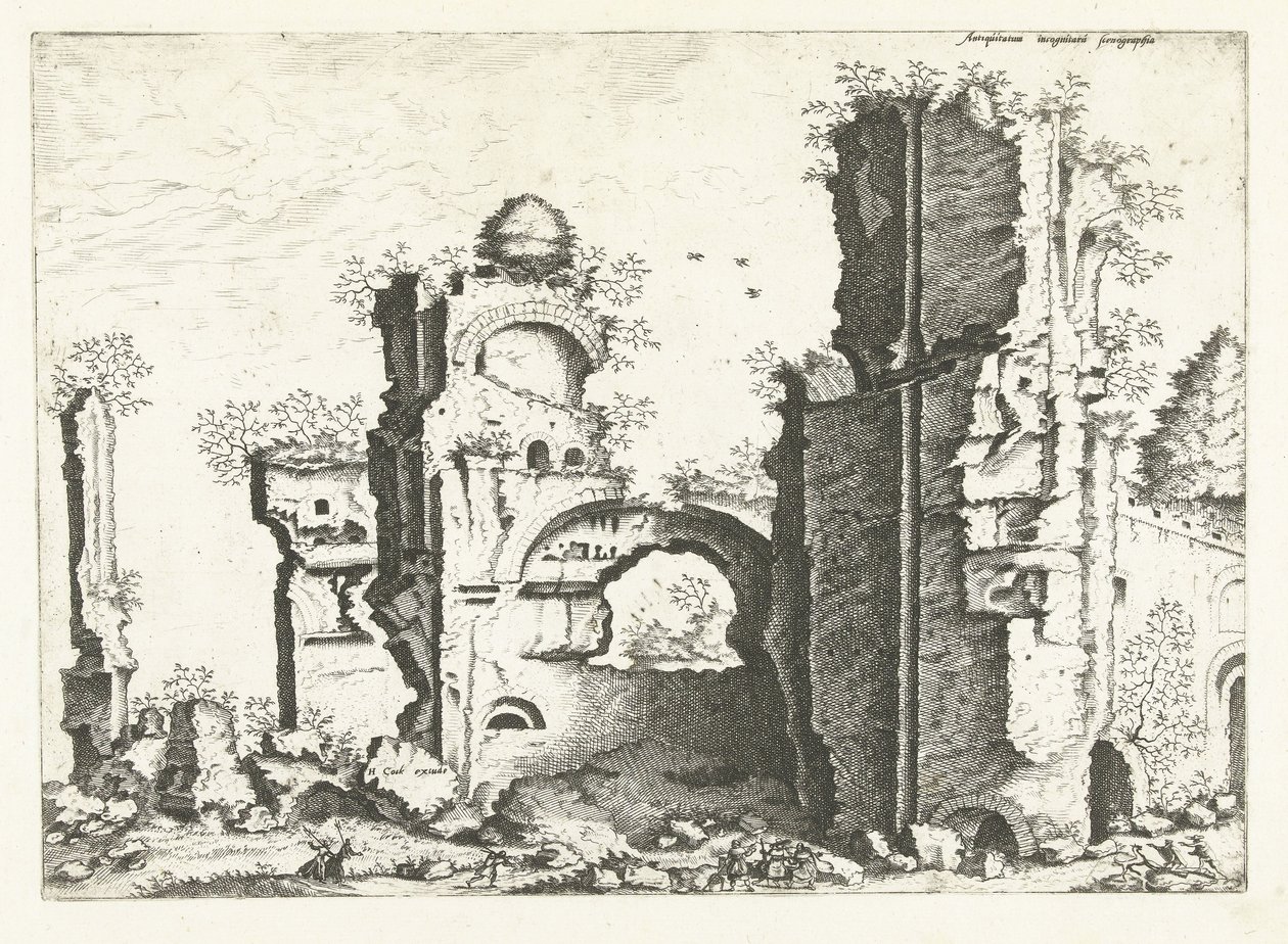 Ansicht von Ruinen, möglicherweise die Thermen von Caracalla von Johannes of Lucas van Doetechum (attributed to)
