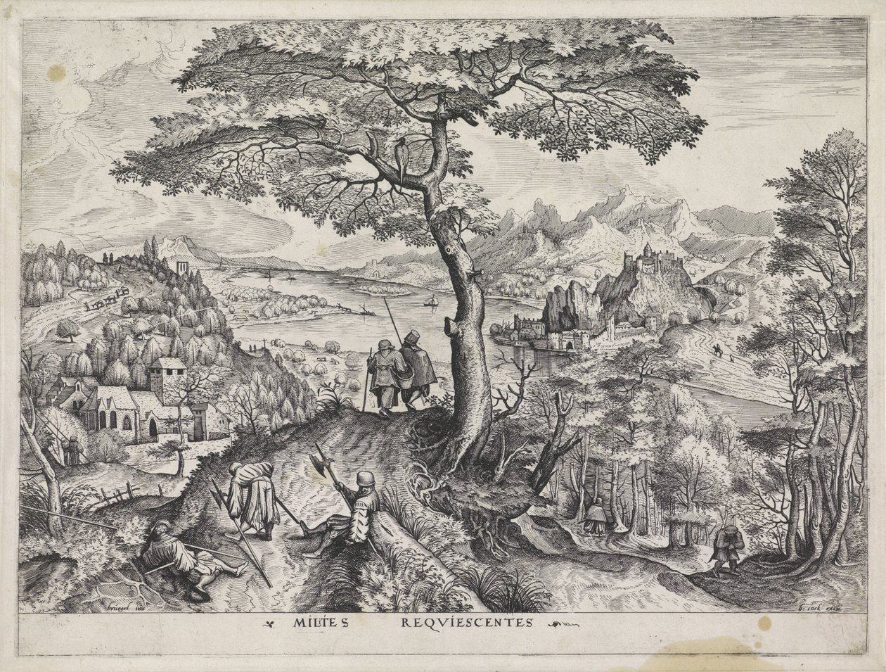 Landschaft mit ruhenden Soldaten von Johannes of Lucas van Doetechum