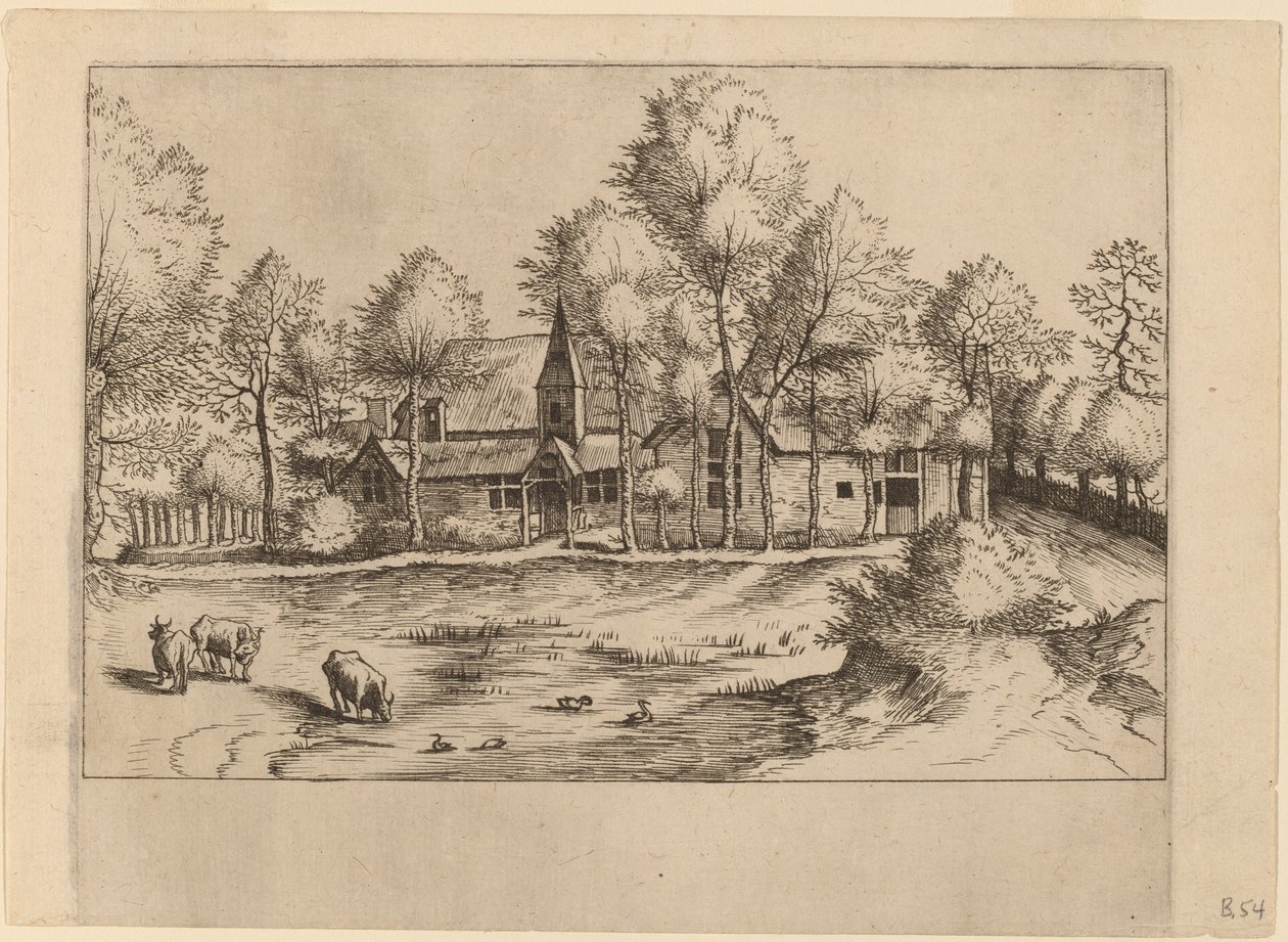 Dorf mit Kirche von Johannes van Doetechum, the Elder and Lucas