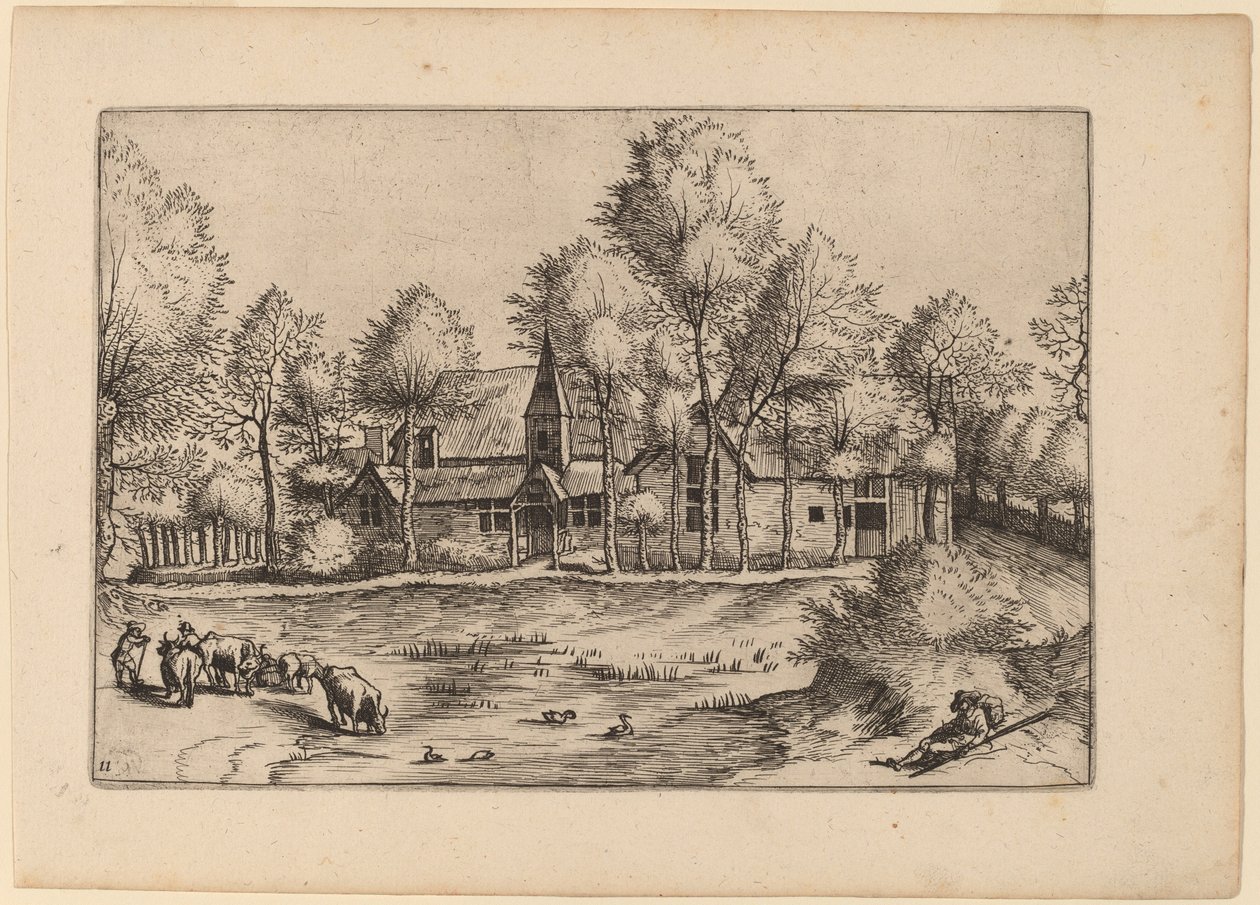 Dorf mit Kirche von Johannes van Doetechum, the Elder and Lucas