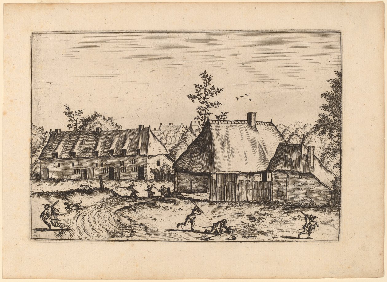 Bauernhof und Häuserreihe von Johannes van Doetechum, the Elder and Lucas