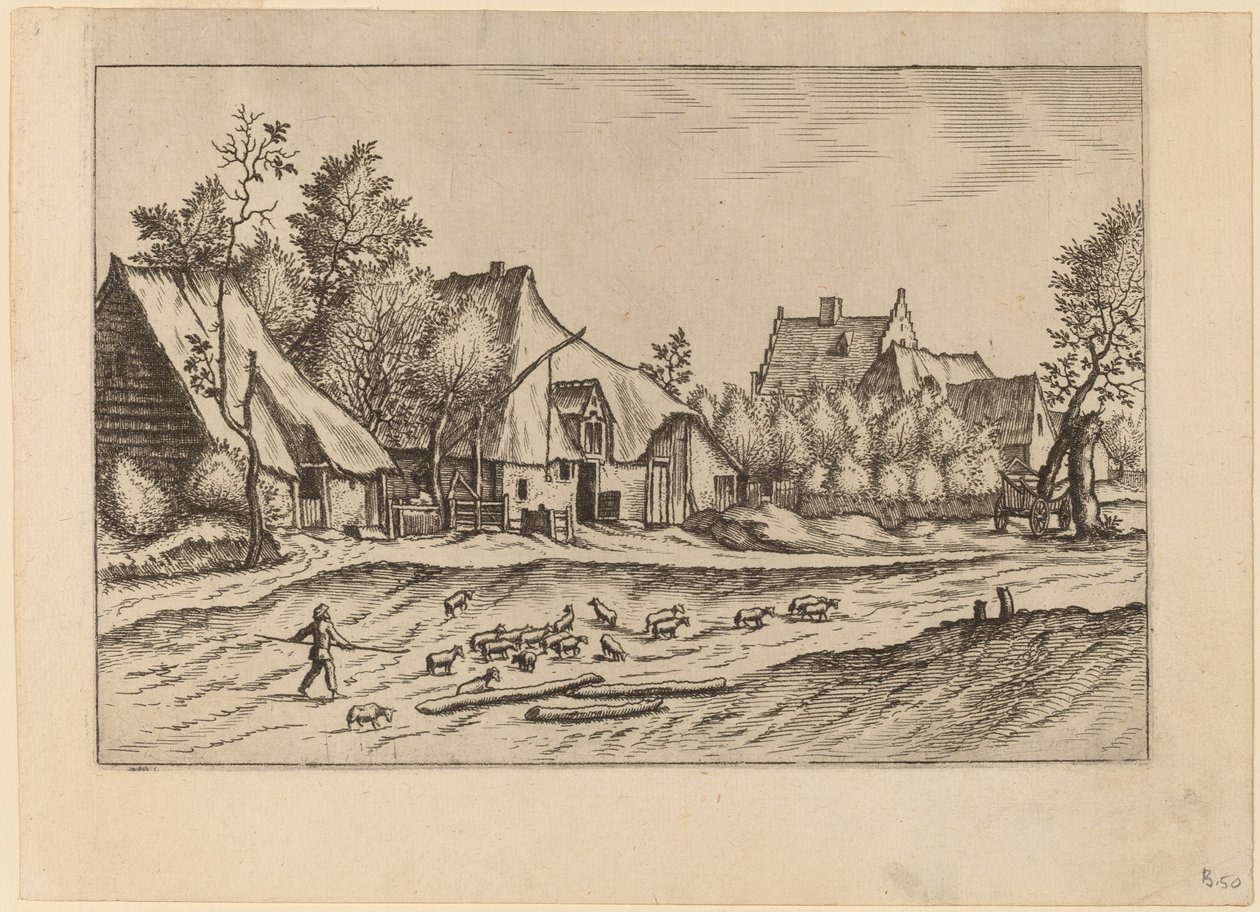 Bauernhöfe in einem Dorf von Johannes van Doetechum, the Elder and Lucas