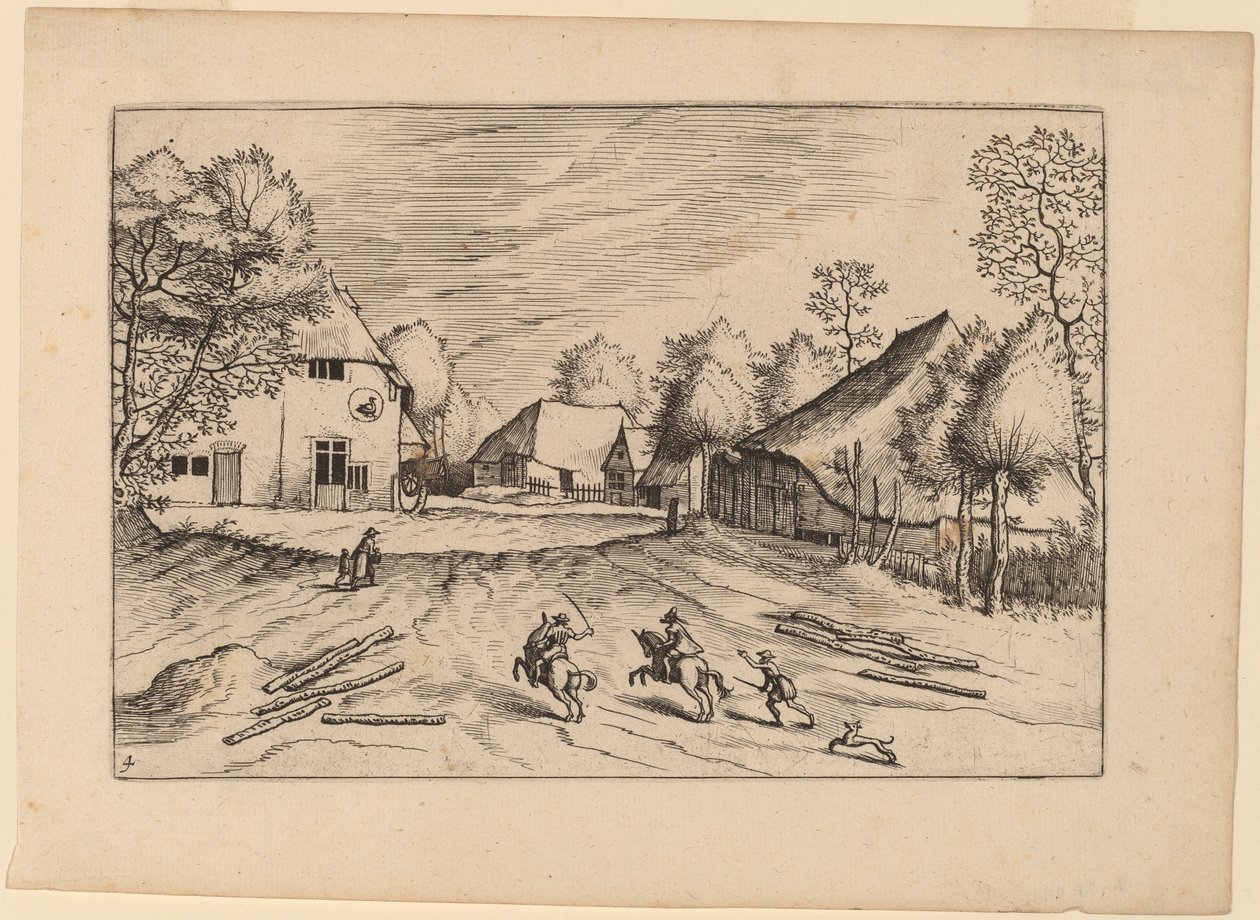 Der Schwanenwirt mit Bauernhöfen von Johannes van Doetechum, the Elder and Lucas