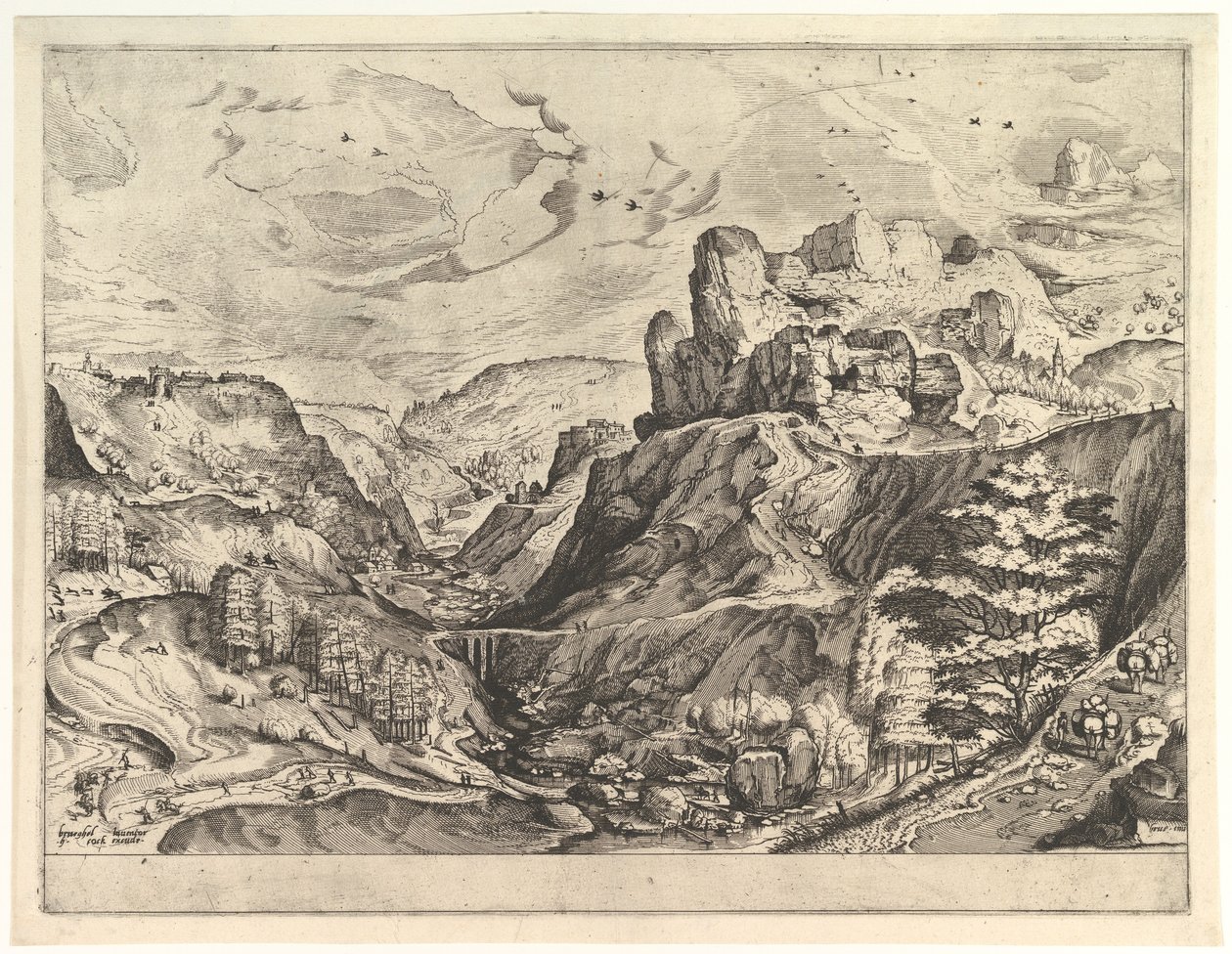 Alpenlandschaft mit einem tiefen Tal aus Die großen Landschaften, ca. 1555-56 von Johannes van Doetecum I