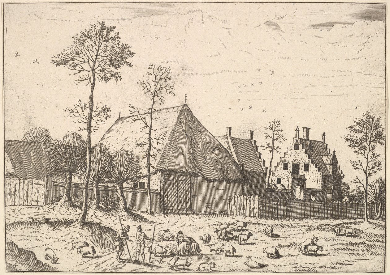 Schuppen mit Hütte, aus Die kleinen Landschaften von Johannes van Doetecum I